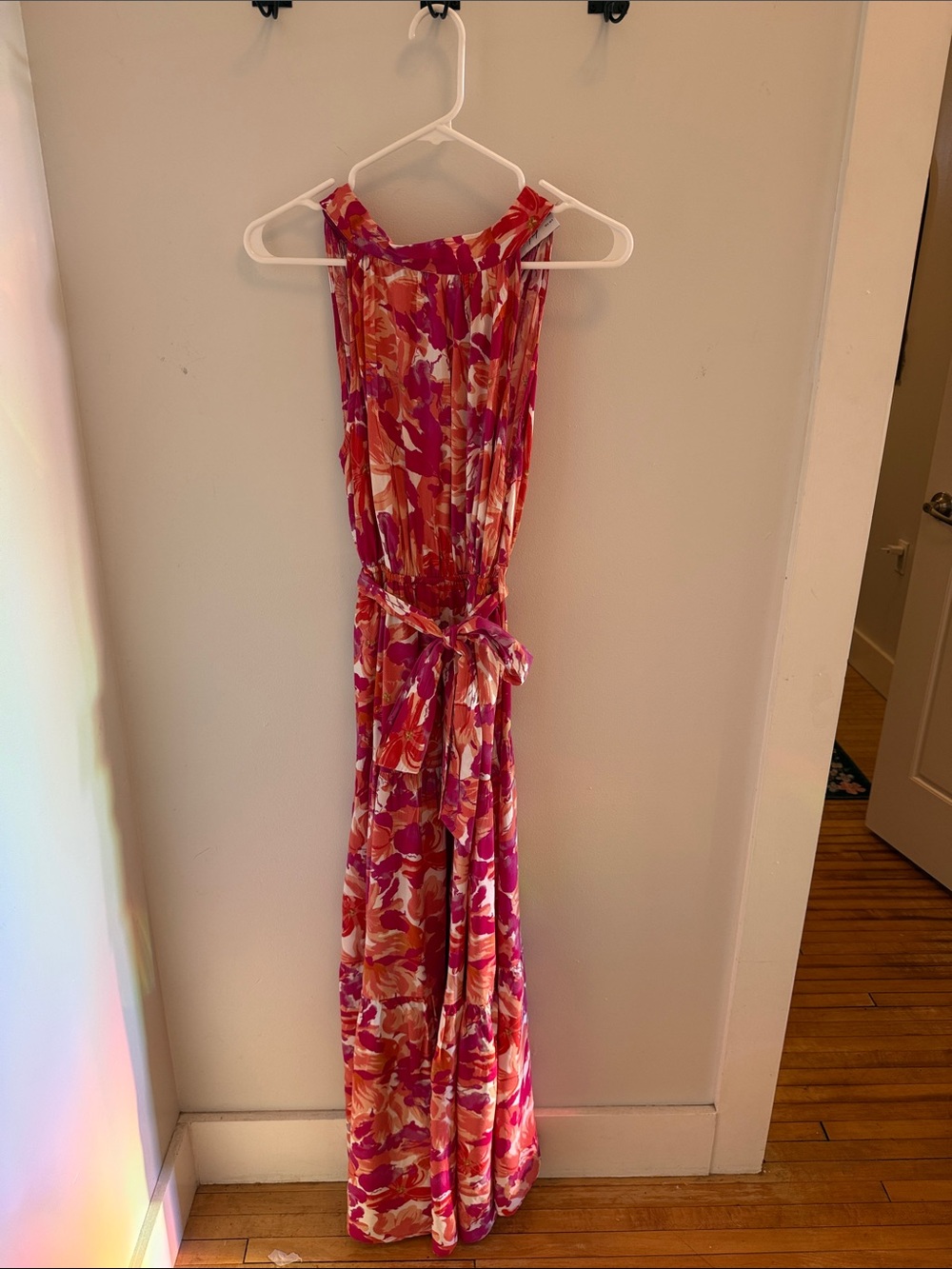 Petal & Pup Floral Halter Maxi Dress in Pink and Orange